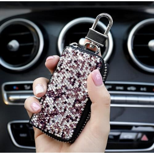 Fashionable Diamond Car Key Holder Case Luxury Crystal Key Cover Bag Wallet Key Chains for BMW Lada Benz for Woman Gift