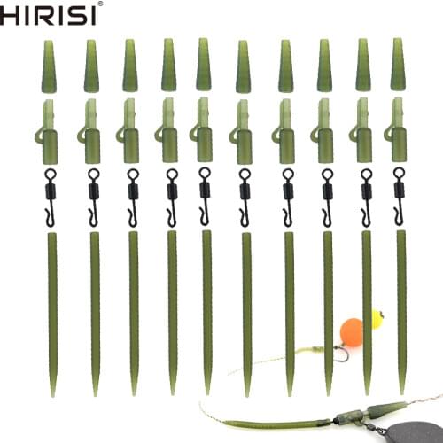 40pcs Carp Fishing Rig Plastic Safety Lead Clips Tail Rubber Cone Anti Tangle Sleeve Quick Change Swivels Rig M20-3
