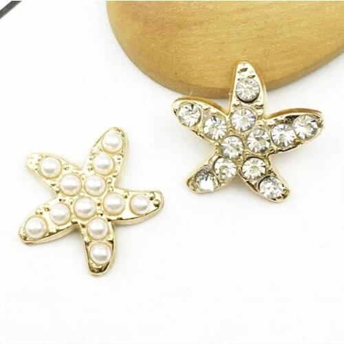 50pcs Starfish Flatback Pins Crystal Rhinestone Button Charms Wedding Brides Hair Accessories Invitation Earring Brooch Decor