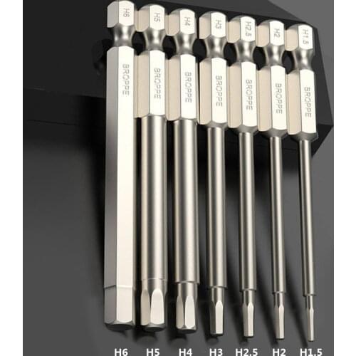 Broppe 8Pcs S2 Alloy Steel Magnetic Hexagon Head Electric Screwdriver Bits 1/4 Inch Hex Shank 50/75/100mm