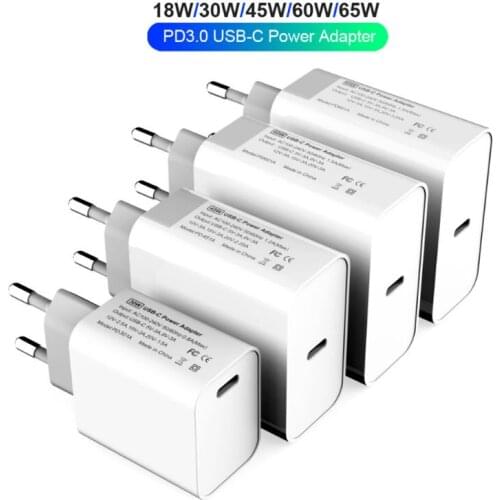 30W 45W 60W 65W 87W USB-C Wall Charge Power Adapter QC3.0 PD Fast Charger USB-C For Laptops/ iPad/MacBook Pro/Air Samsung iPhone