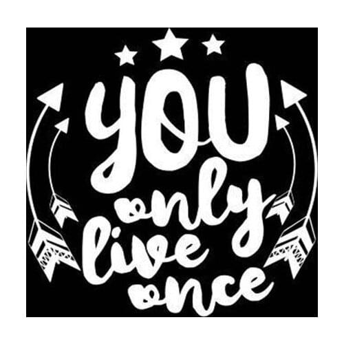 Black/Sliver You Only Live Once Sticker Car Rear Glass Sticker Waterproof Vinyl Car Window Decor Pattern S1053
