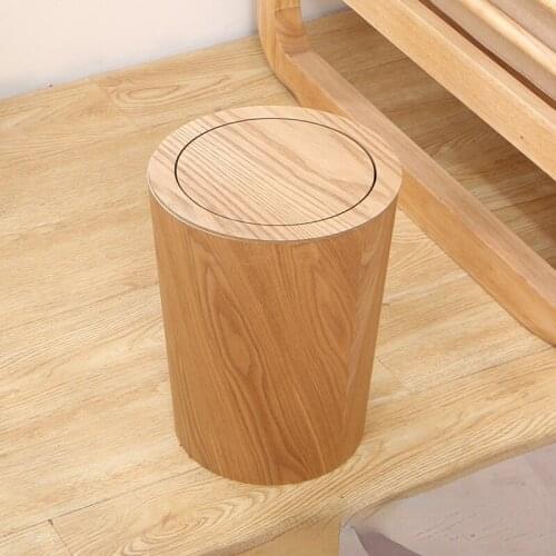 Wood Europe Trash Bin Standing Modern Basket With Lid Trash Bin Bedroom Rangement Cuisine Household Cleaning Tools BD50WB