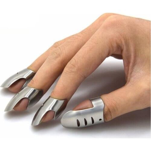 DHL 50Set 4pcs/set Adjustable Stainless Steel Finger Hand Guard Finger Protector Knife Slice Chop Safe Slice Cooking Tool SN2020