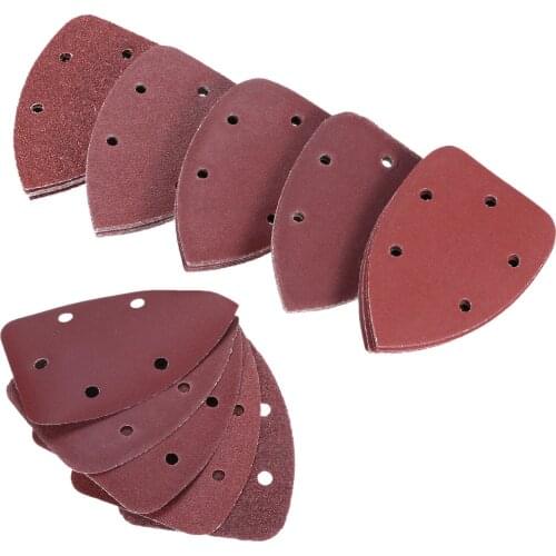 DRELD 50PCS Sanding Sheets 140x90mm Triangle Sandpaper Hook Loop Abrasive Sanding Disc For Wood Grinding Polishing 40-240 Grits