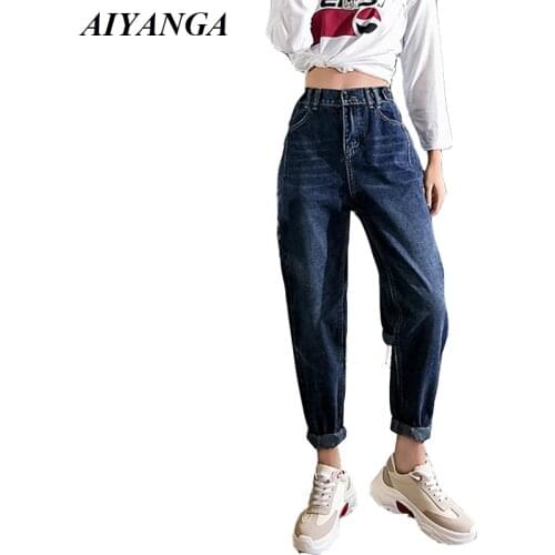 Boyfriend Jeans For Women 2019 Spring High Waist Jeans Women Harem Pants Casual Mom Jeans Fashion Plus Size Denim pant For Girl