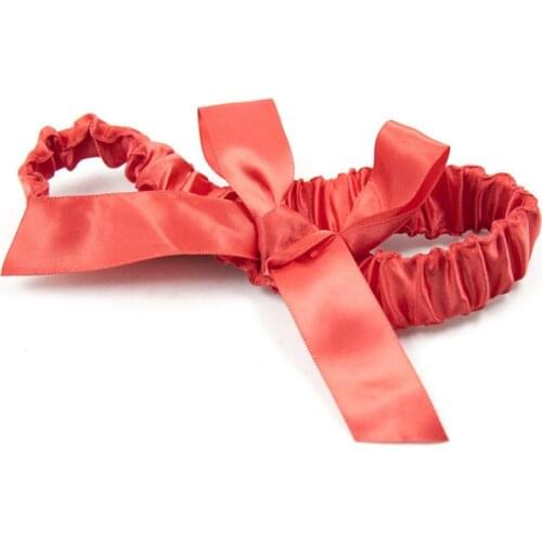 Candiway Elastic Cute Lolita Satin Choker With Red Bow Stretch Leggings Bondage Restraints Erotic Game Flirting Toys For Couple