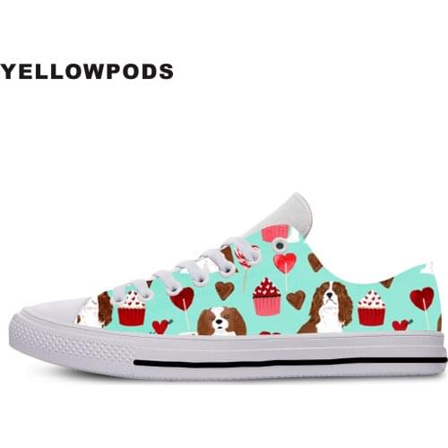 New Canvas Men Casual Shoes Men Women Sport Cavalier King Dog Printing Outdoor Comfortable Lightweight Off White Shoes Man