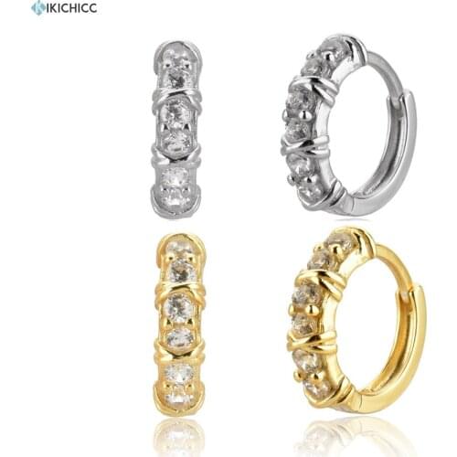 Kikichicc 100% 925 Sterling Silver Clear Zircon Twist Hoops 2020 Rock Punk Fashion Party Piercing Rock Punk Jewelry