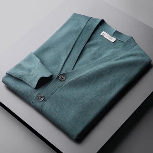 Classic Autumn Winter Male Sweaters Luxury Solid Color Business And Casual Mens Sweaters Fashion V Collar Cardigan Man Sweater