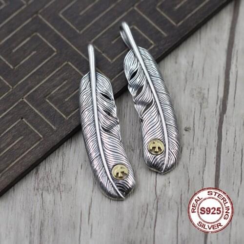 925 sterling silver pendants Personalized classic vintage Indian style Fashion feather shape Send lovers gift
