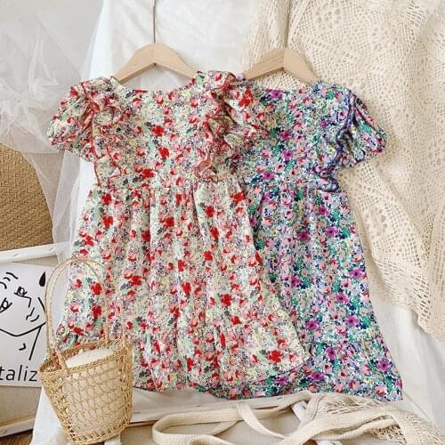 Summer Girl Dress 2021 Fancy Princess Dresses For Girls Korean Wedding Frilled Button Lace ChildrenS Clothing Baby Kids Clothes