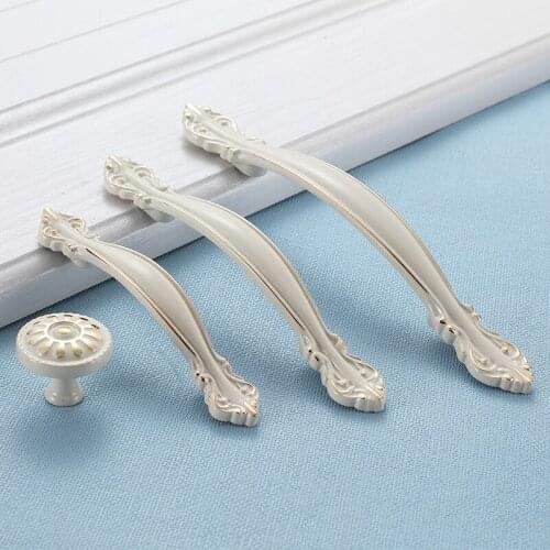 Lvory White Cabinet Handles Cabinet Knobs For Furniture Kitchen Cupboard Zinc Alloy Furniture Handles Dresser Pulls