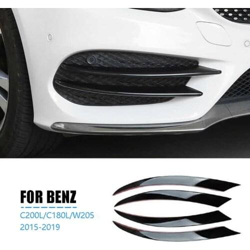 Front Bumper Lip Splitter Spoiler Fog Lights Trim Sticker for Mercedes Benz C Class W205 C180 C200L/C180L