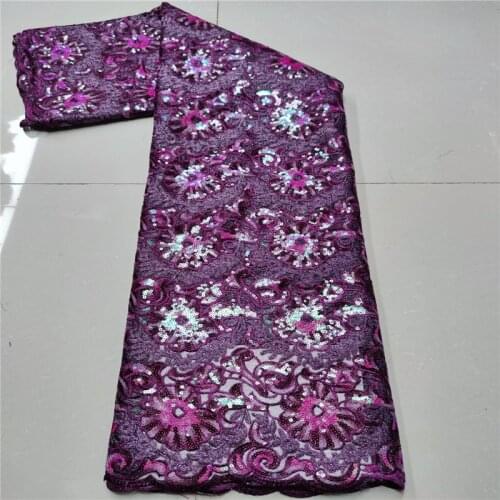 Nigerian French Lace Fabrics 2020 purple African Tulle Lace Fabric High Quality African Lace 3D Embroidered Wedding Fabric