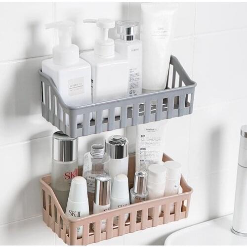 Suction Cup Bathroom Kitchen Shelf Shampoo Holder Cosmetics Organizer Practical Storage Rack Wall Hanging Storage Basket Tool