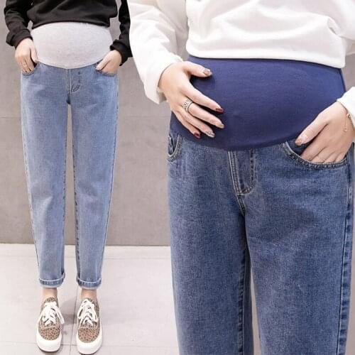 Straight Jeans Pregnancy Abdominal Pants Maternity Clothes For Pregnant Women Boyfriend Pants High Waist Trousers Loose Jeans