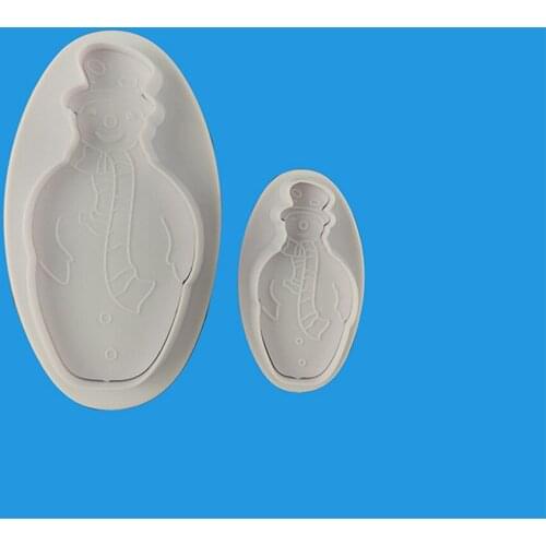 2pcs Christmas Snowman Plastic Cake Molds Mould Fondant Tools Cookie Cutter Cake Decorating Birthday Baking Cake Accessories
