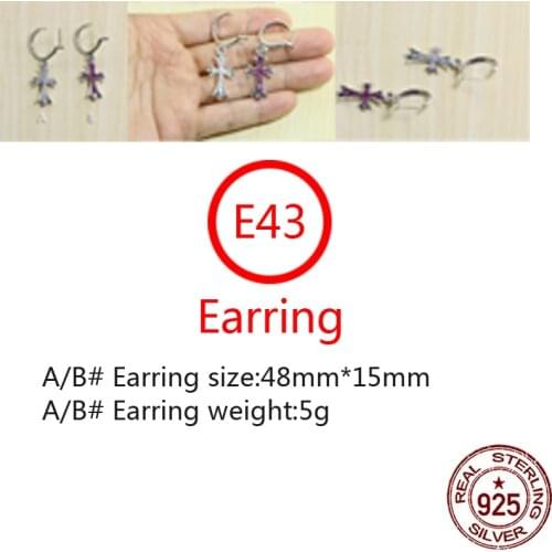 E43 S925 Sterling Silver Stud Earrings Cross Flower Inlaid Hao Stone Personality Fashion Couple Jewelry Gifts for Lovers hot