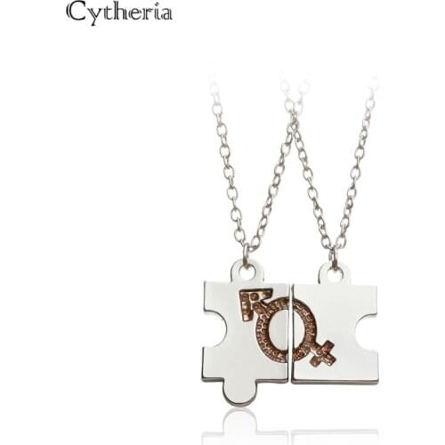 Stitching lovers Necklaces pendants fashion icon statement necklace Interlocking Jigsaw Puzzle Necklace for lover girlfriend