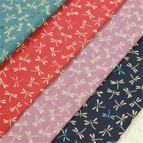 CF840 Dragonfly Printed Summer Thin Cotton Fabric Japanese Style Dress/Table Cloth/Curtain/Clothes DIY Patchwork Material