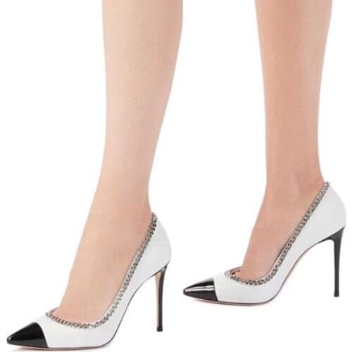 SHOFOO shoes,Beautiful womens shoes, color matching, about 11cm high-heeled womens shoes, pointed toe pumps. SIZE:34-45