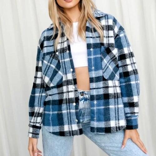 GypsyLady Vintage Plaid Casual Shirt Blouse Oversized Thick Cotton Y2K Women Shirts Blouse Pocket Autumn Shirt coat Streetwear