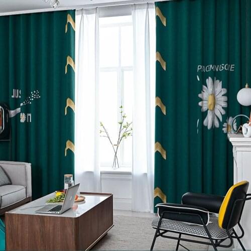 High-grade Cotton Linen Small Daisy Curtains for Living Room Bedroom Sunscreen Simple Chinese Seamless Stitching Curtain Tulle