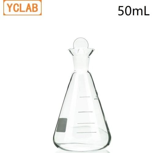 YCLAB 50mL Iodine Flask Conical Borosilicate 3.3 Glass Wide Spout with Standard Ground Stopper Laboratory Chemistry Equipment