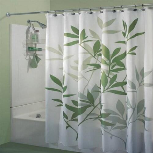 Modern Polyester Fabric Shower Curtain with Hooks Leaves Printed Waterproof Bathroom Curtains 180x180cm Home Bath Decoration