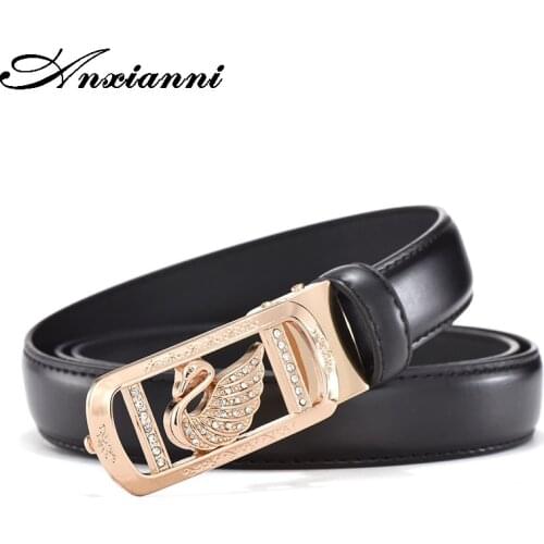 Women fashion Smooth Buckle Belts width 2.3cm high quality leather strap waist diamond design Alloy Gold Buckle Belt