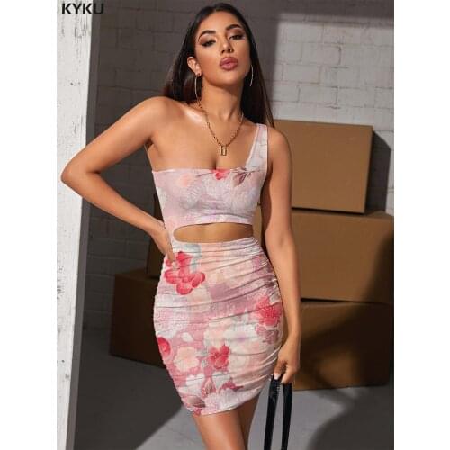 KYKU Brand Flower Dress Women Painting Pleating Art Bodycon Dress Colorful Halter Sleeveless Womens Clothing Plus Size New Boho