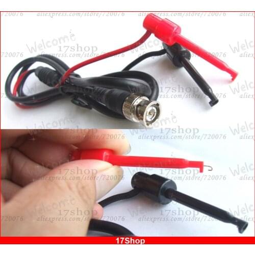 1set BNC Male Plug to Dual Test Hook Clip Probe Test Lead Cables 100cm