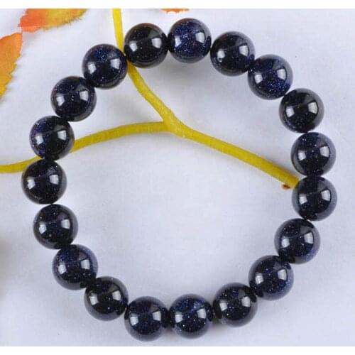 10MM Blue Sandstone Round Bead Bracelet Bangle Stretch Jewelry 8 Inch G261