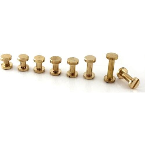 10pcs Solid Brass Binding Chicago Screws Nail Stud Rivets For Photo Album Leather Craft Studs Belt Wallet Fasteners 8mm Flat Cap