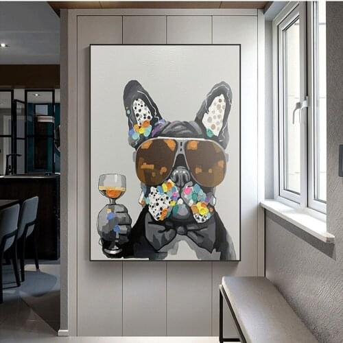 100% hand-made pet dog pictures on canvas. Children’s room decoration mural oil painting hanging craft decoration Dog art