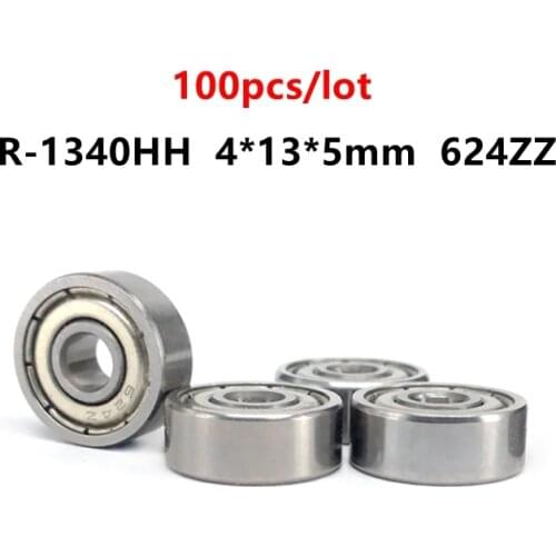 100pcs miniature ball bearing R-1340HH 4*13*5mm 624ZZ deep groove ball bearings 624 624Z 624-2Z 4x13x5 for 3D printer