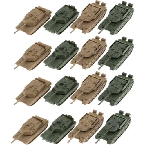 16PCS 1:144 Scale 4D Modern Tanks Model Finished Tank Model 360 Rotatable Toys for Kids Boys