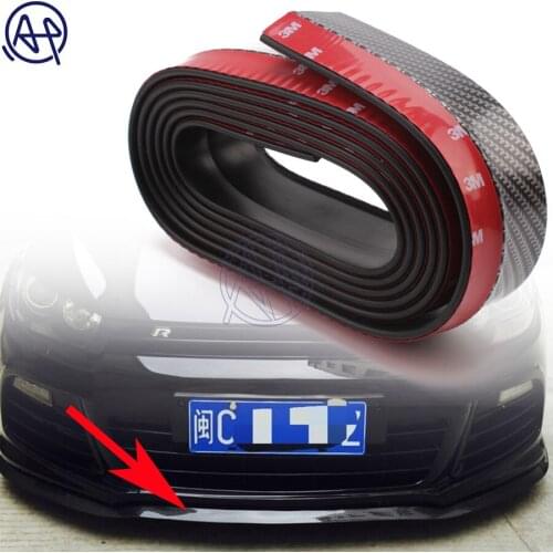 2.5m/8.2ft Universal Car Carbon Fiber/Black Bmper Strip Rubber 65mm Width Exterior Front Bumper Lip Kit Car Lip Skirt Protector