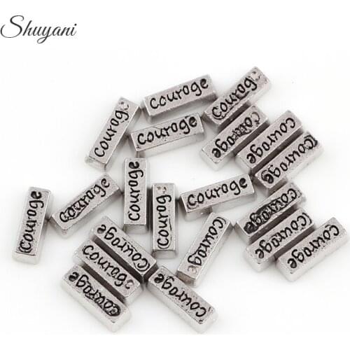 F371 DIY Letter Courage Charms Floating Locket Charms For Glass Living Memory Locket 3*9mm