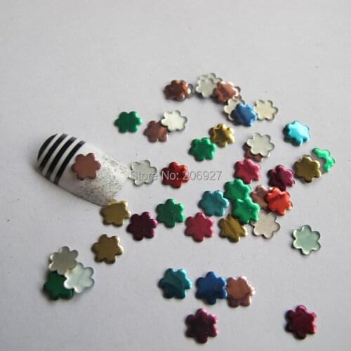 200pcs Cute 7mm Nail Art Mix Color Flower Shape Metal Stud Nail Art Decoration