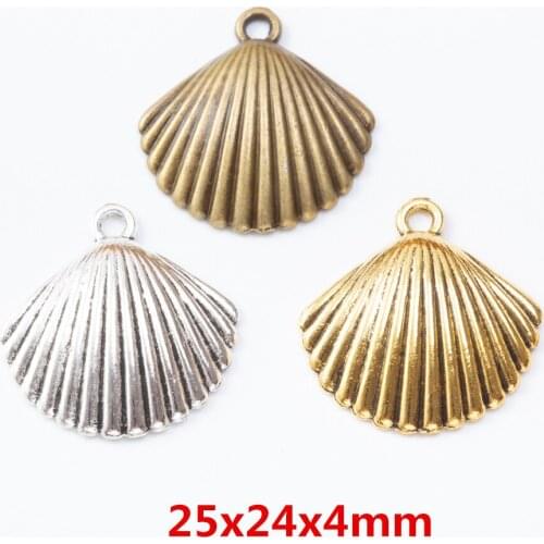 25 pieces of retro metal zinc alloy shell pendant for DIY handmade jewelry necklace making 7292