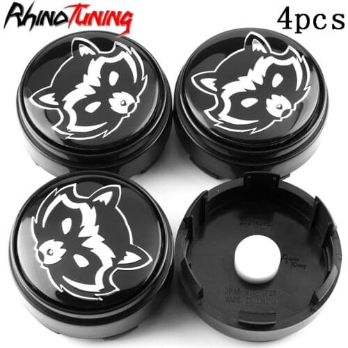 4pcs 66mm 63mm Car Wheel center Hub caps Raccoon pattern for rims Wheels Centre Rotating Hubcaps Cover Auto Styling Accessories