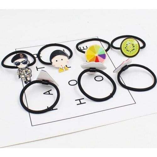 500pcs Girls Women Cartoon Character Animal Fruit Hair Accessories Candy Rubber Bands Gum Headwear