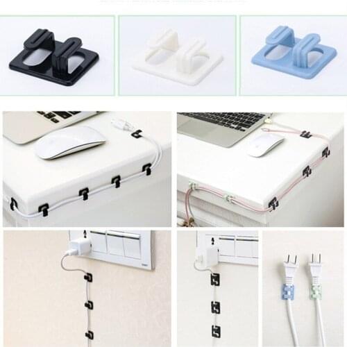 8Pcs Cable Clips Adhesive USB Charger Car Desk Wire Holder Cable Management Telephone Line Tie Fixer Organizer