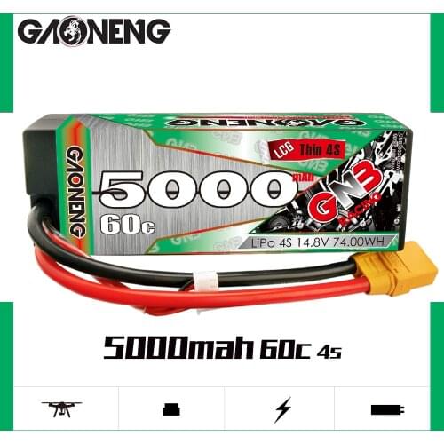 GAONENG GNB 5000mAh 4S 14.8V 60C/120C Hardcase LiPo Battery With XT90/EC5 Plug for 1:8 1/8 RC Car four drive off-road RC Car