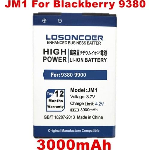 LOSONCOER 3000mAh J-M1 JM1 For BlackBerry Bold 9790 Curve 9380 9930 Torch 9860 9850 Bold Touch 9900 battery
