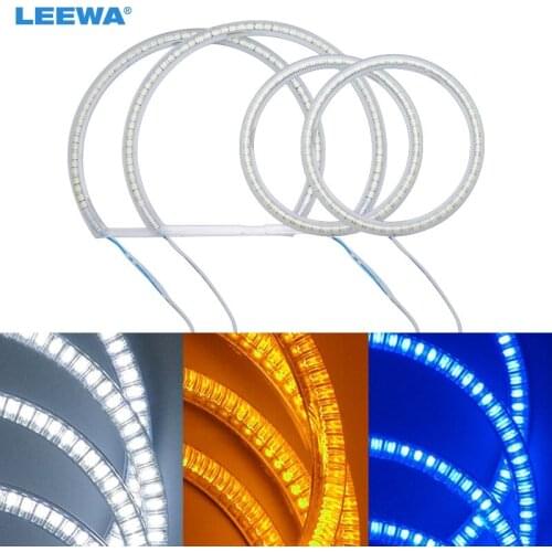 LEEWA White/Blue/Yellow 4pcs/set Car LED Halo Rings Angel Eyes DRL Head Lamp For Mitsubishi Lancer X 2x106MM 2x146MM #CA985
