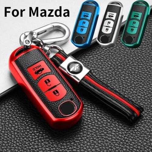 TPU Car Key Cover For Mazda 2 3 5 6 8 Atenza CX5 CX-7 CX-9 MX-5 Keychain Leather Pattern Smart Remote Control Fob Protector Case