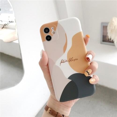 Art Retro abstract geometry Phone Case For iPhone 11 Pro Max XR X XS 7 8 Plus 12 Oil painting graffiti Cute Soft Silicon cover